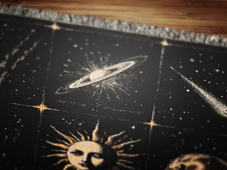 antique tapestry, large tapestry, large wall tapestry, nature tapestry, woven wall art, whimsigoth decor, woven throw blanket, boho woven blanket, sun and moon blanket, celestial throw, bohemian home decor, sun moon tapestry, astrology inspired