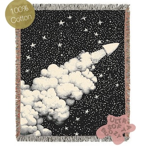 Cosmic Dreams Woven Blanket, Space Themed Throw for Stargazers, Cozy & Whimsigoth Decor, Night Sky Gift, Celestial Tapestry