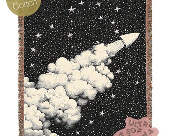 Cosmic Dreams Woven Blanket, Space Themed Throw for Stargazers, Cozy & Whimsigoth Decor, Night Sky Gift, Celestial Tapestry