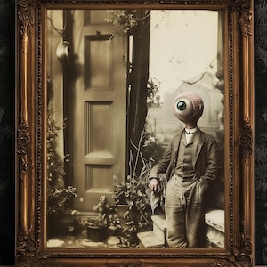 See All Evil, Cyclops Photograph, Vintage Victorian Gothic photograph, Bizarre Occult Poster. Odd & Creepy, Dark Academia Decor