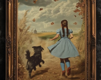 It's A Twister Poster, Zauberer von Oz Wand Kunst Druck, Dorothy und Toto rennen durch Felder, stürmischer Kansas Himmel, Zauberer von Oz Geschenke