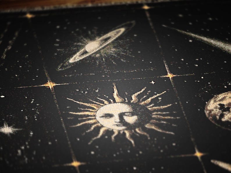 antique tapestry, large tapestry, large wall tapestry, nature tapestry, woven wall art, whimsigoth decor, woven throw blanket, boho woven blanket, sun and moon blanket, celestial throw, bohemian home decor, sun moon tapestry, astrology inspired