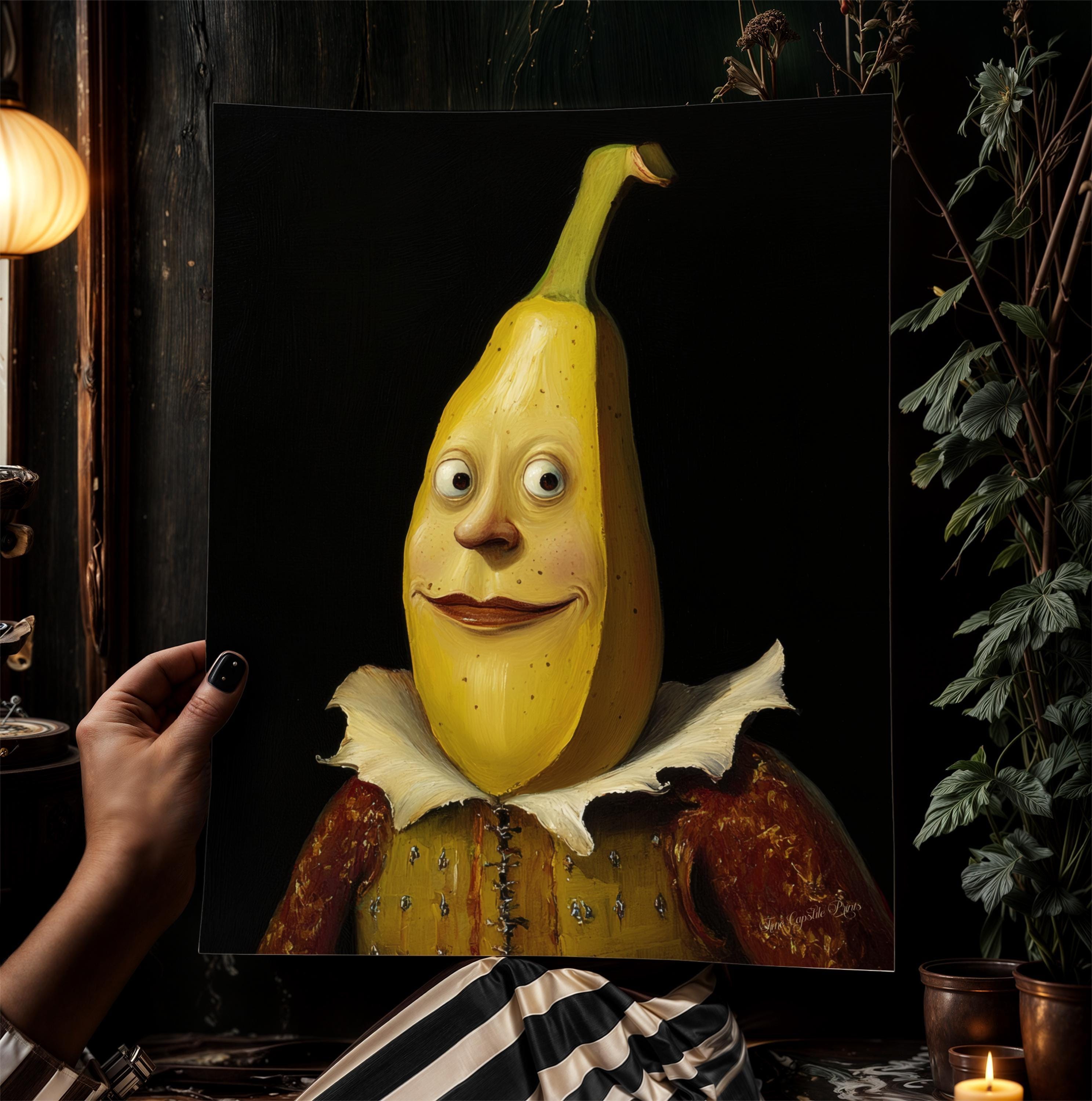 Lovely Banana Poster, Antique Fruit Art Print, Renaissance Food