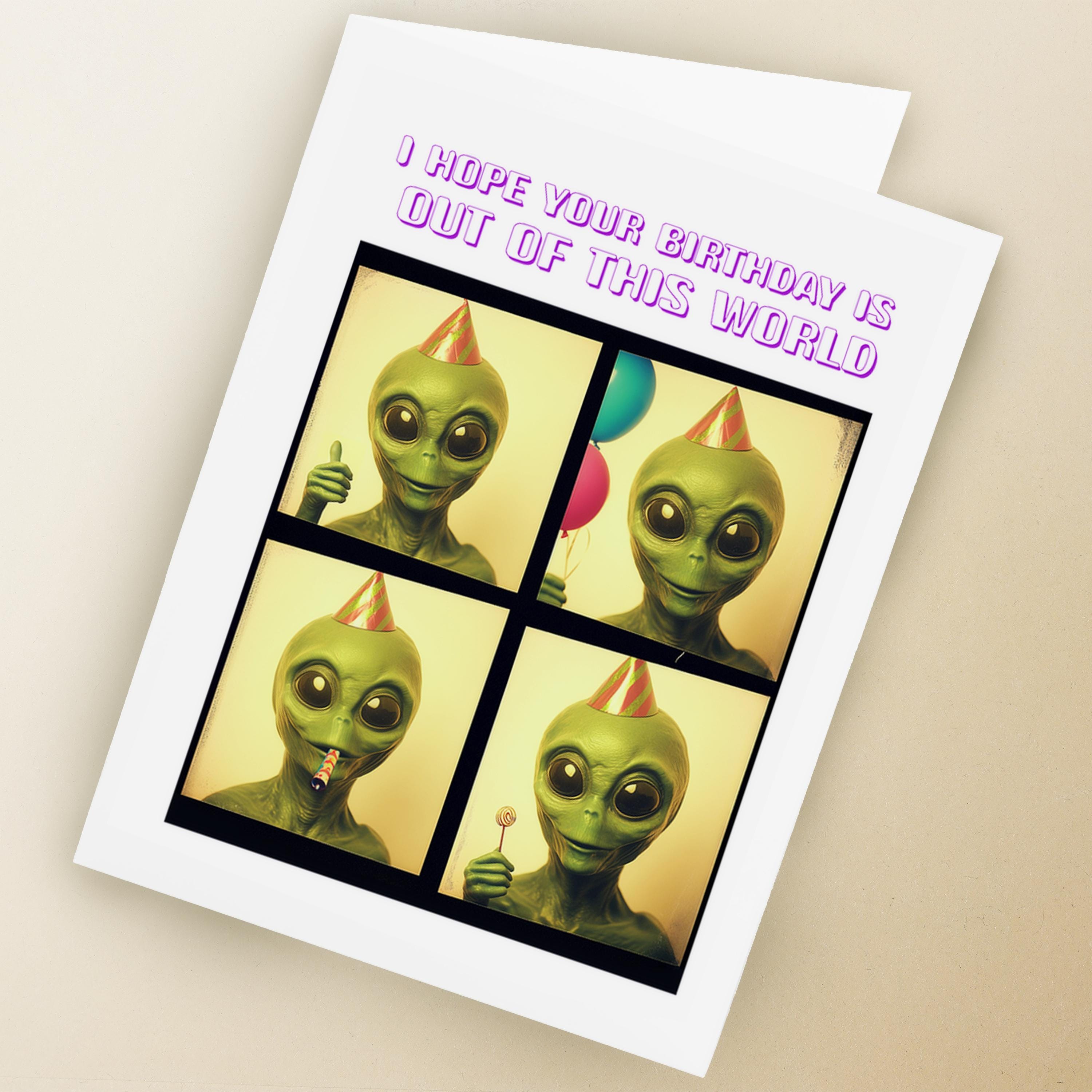 Printable Retro Photobooth Alien Greeting Card, Digital Download Funny ...