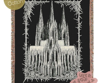 Gothic Cathedral Woven Blanket, Large Wall Tapestry, Wall Decor Over The Bed, Gift for Her, Bedspread Throw Blanket for Cozy Nights