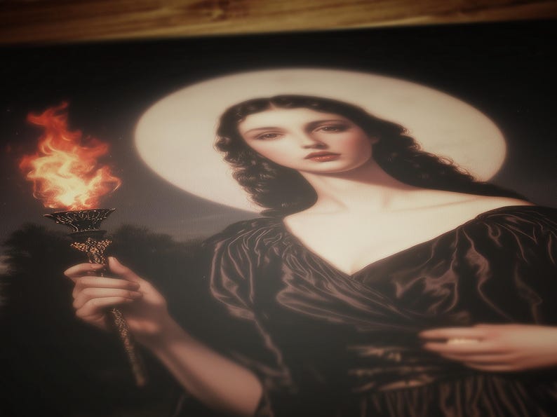 dark academia decor, greek goddess poster, greek mythology, dark romance, booknook decor, whimsigoth decor, ancient greek, divine feminine, hekate poster, hecate wall art, witchcore room decor, witch painting, dark aesthetic print