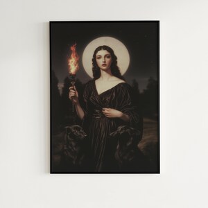 dark academia decor, greek goddess poster, greek mythology, dark romance, booknook decor, whimsigoth decor, ancient greek, divine feminine, hekate poster, hecate wall art, witchcore room decor, witch painting, dark aesthetic print