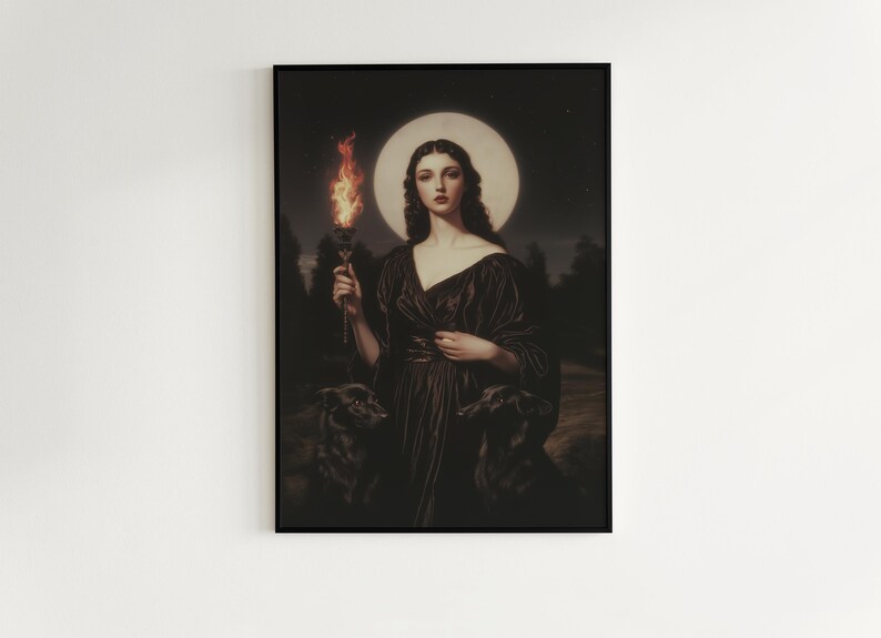 dark academia decor, greek goddess poster, greek mythology, dark romance, booknook decor, whimsigoth decor, ancient greek, divine feminine, hekate poster, hecate wall art, witchcore room decor, witch painting, dark aesthetic print