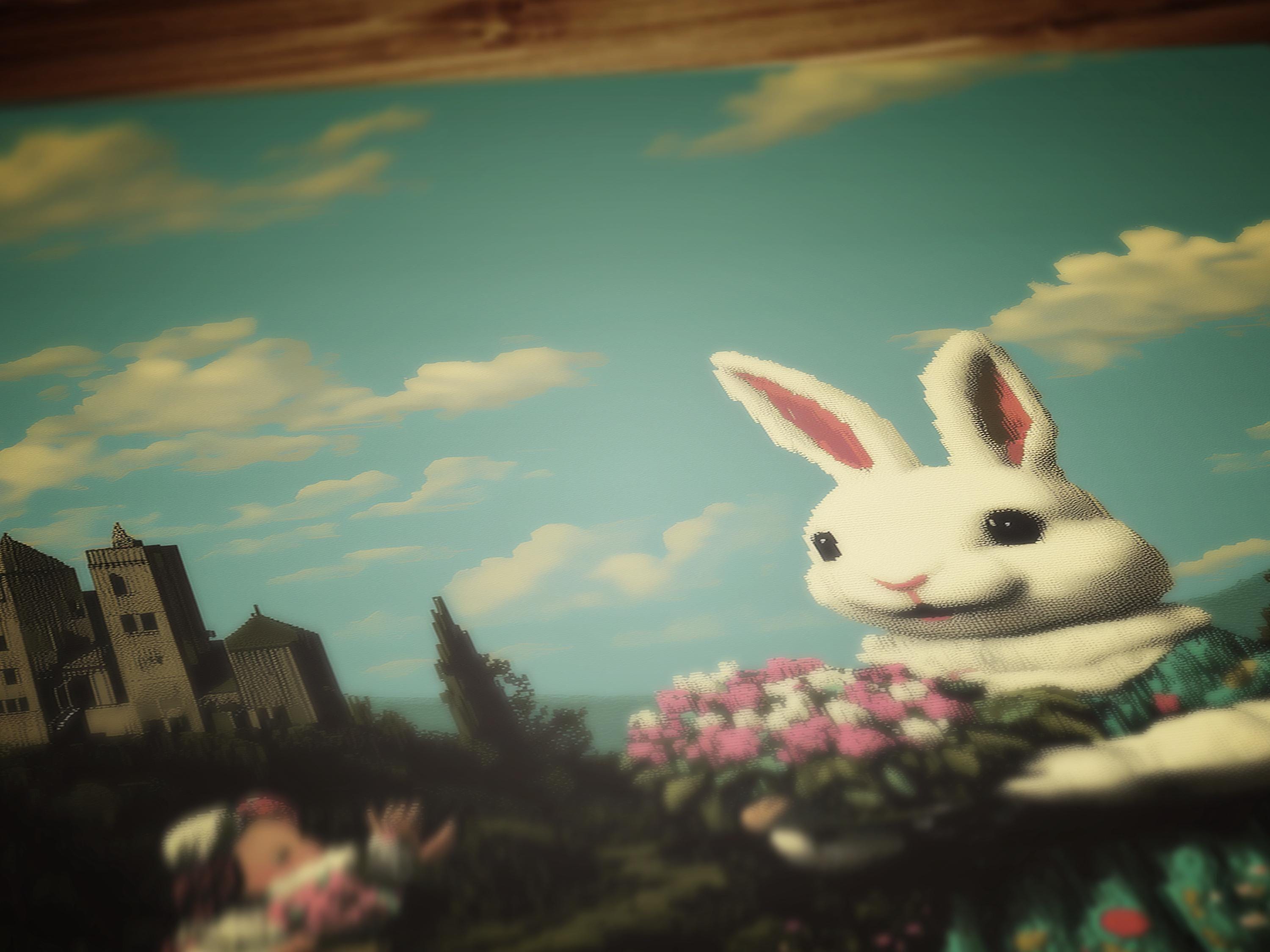 Vintage Bunny Rabbit Art Print, Surreal Easter Decor, Whimsical ...