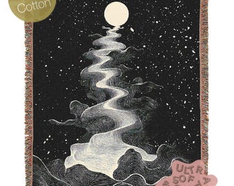 Cosmic Woven Blanket, Celestial Whimsigoth Home Decor