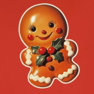 Retro Gingerbread Christmas Cookie PNG, Cute Vintage Instant Download, Festive Holiday Gingerbread, Printable Gingerbread Design PNG