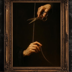 Faden des Lebens, Gothic Griechische Mythologie Kunstdruck, Atropos Moirai, Die Schicksalsschere Hercules, Whimsigoth Witchcore Dark Academia Decor