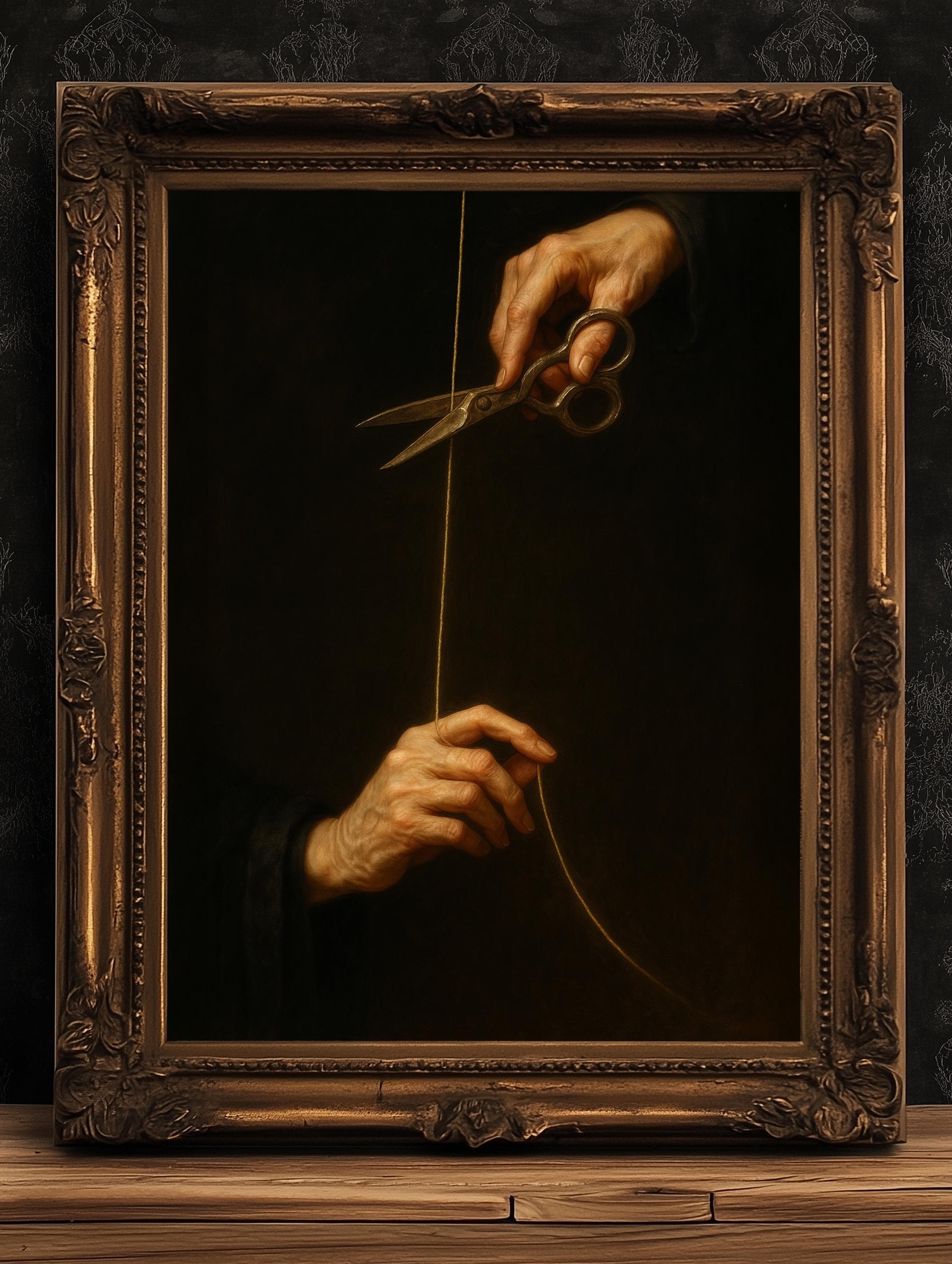 Atropos Scissors Thread Thread of Life, Gothic Greek Mythology Art Print, Atropos Moirai, the ...