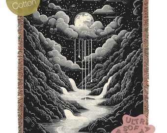 Celestial Woven Blanket, Cozy Throw for Nighttime Stargazers, Gift for Astronomy Lovers, Soft Home Accents, Whimsigoth Decor