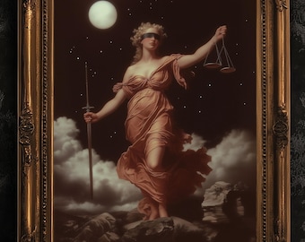 Themis Goddess of Justice Art Print, Dark Academia Decor