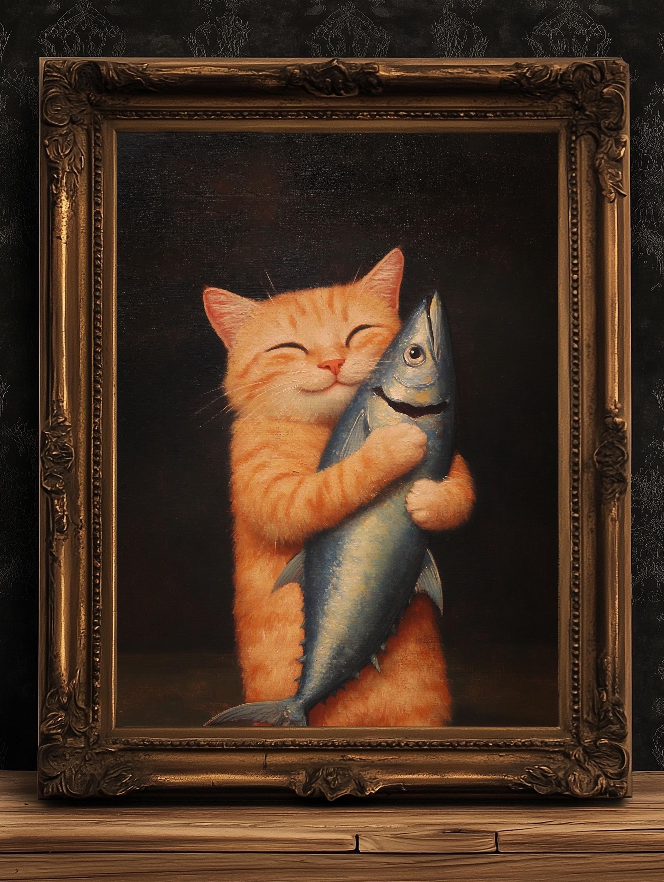Retro Pets Refrigerator Magnet - # Bigboned, Orange Cat Tiger - Art