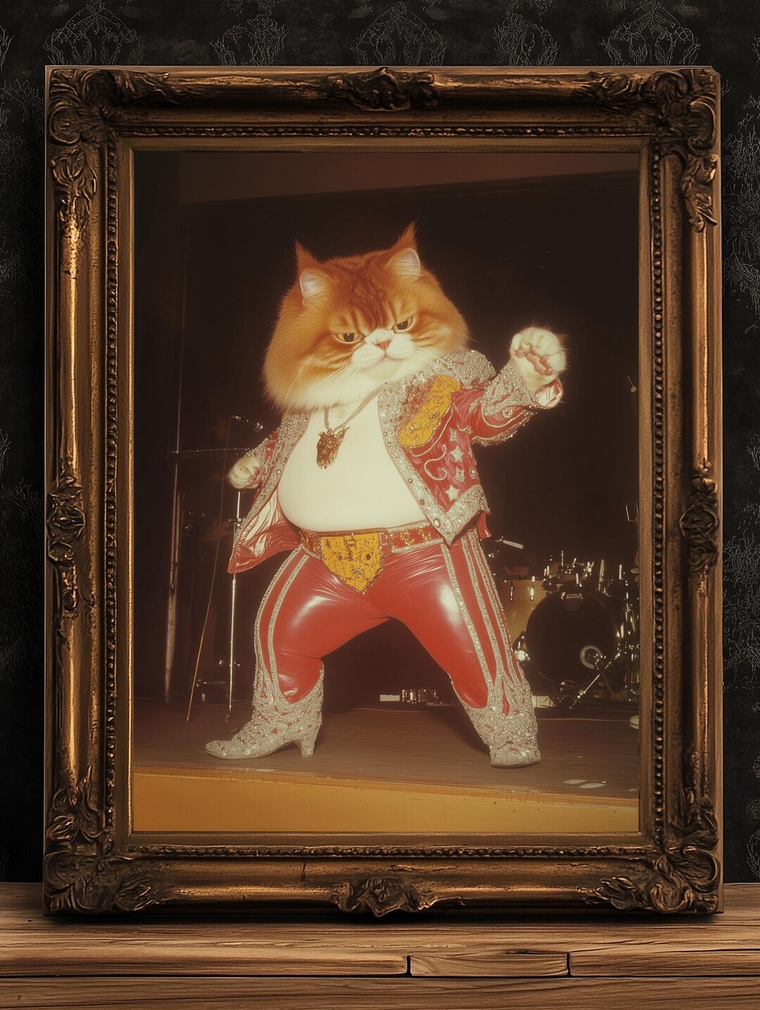 Elvis Cat Funny Elvis Cat Wall Art, Rock Star Cat Print, Vintage Animal Decor ...