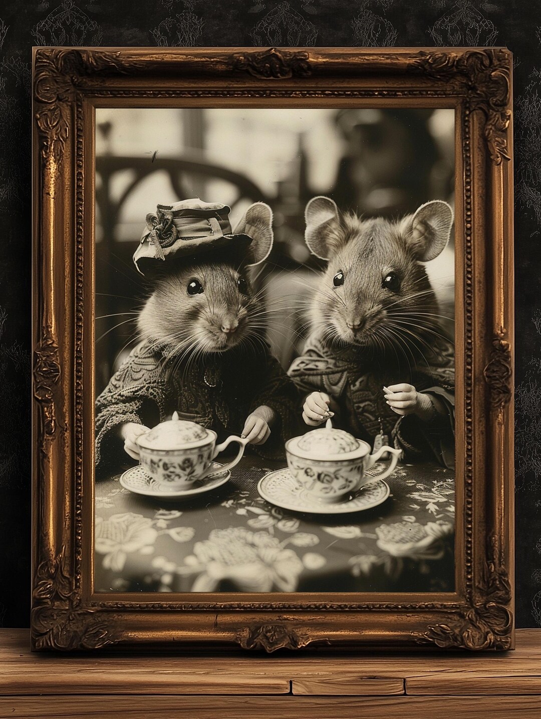 Victorian Rats Victorian Rats Tea Party, Vintage Whimsigoth Decor Poster, Cute Gothic ...
