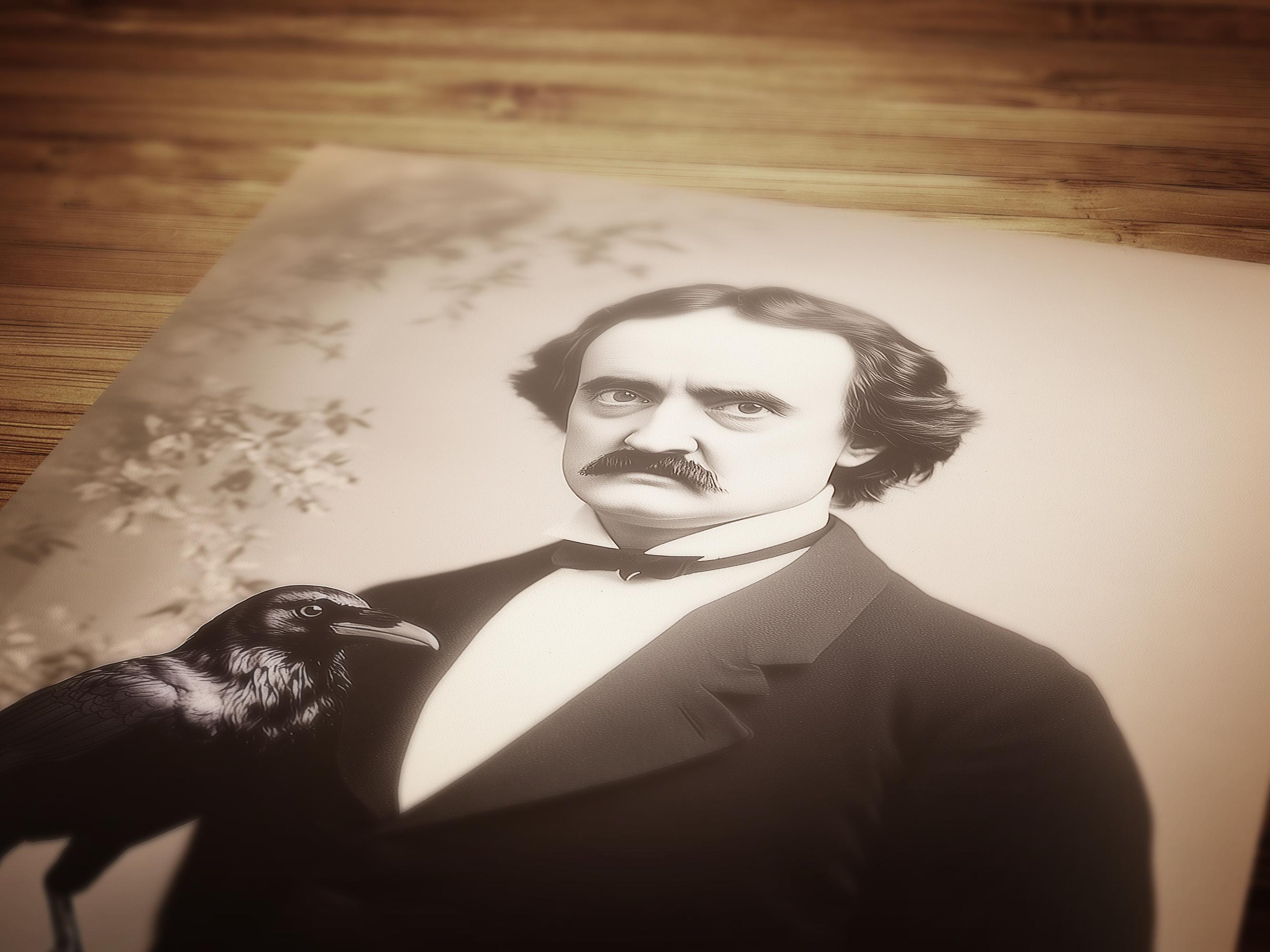 Gothic Raven Gothic Portrait Poster, Vintage Edgar Allan Poe Wall Art ...