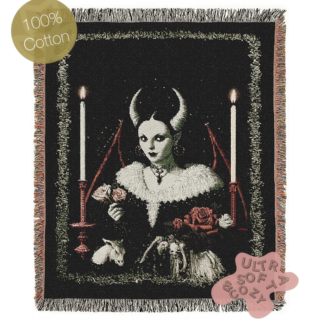 Lilith, Gothic Devil Demon Woven Blanket, Dark Romance Witchcore