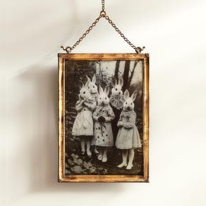 Rabbit Cult in the Forest, Digital Download, Creepy Vintage photography, Art Poster Print, Dark Academia, Dark Witchcraft Occult Poster