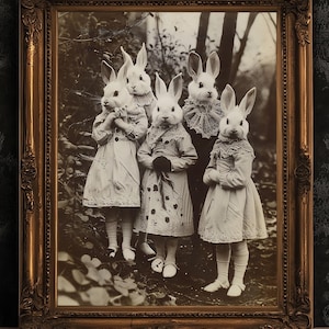Rabbit Cult in the Forest, Creepy Vintage photography, Art Poster Print, Dark Academia, Dark Witchcraft Occult Poster, Gothic Home Decor