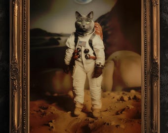 Retro Space Cats Print Astronaut Cat Poster Soviet Space Print