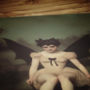 vintage poster, art poster print, dark academia, victorian wall art, gothic painting, halloween decoration, witch art print, nature witch print, dark fantasy poster, moonlit gothic scene, bat woman painting, lilith painting, queen of demons
