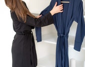 The Bamboo Robe - Navy Blue (Loungewear, Housecoat, robe, long robe, cotton robe, ladies robe, women 39 s robe, blue robe, robes for women)