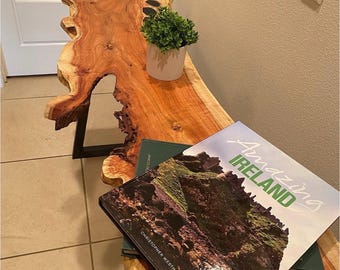 Live Edge Console Table - Rustic Reclaimed Wood Entryway Table - Natural Edge Sofa Table with Metal Legs - Industrial Modern Hallway Decor