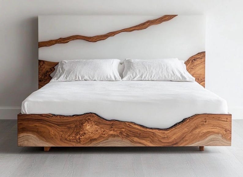 Enlightenresin Walnut Wood Live Edge Bed Frame - Thumbnail 2
