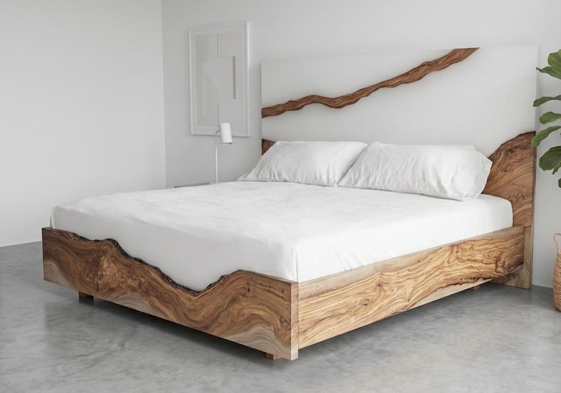Enlightenresin Walnut Wood Live Edge Bed Frame - Thumbnail 5