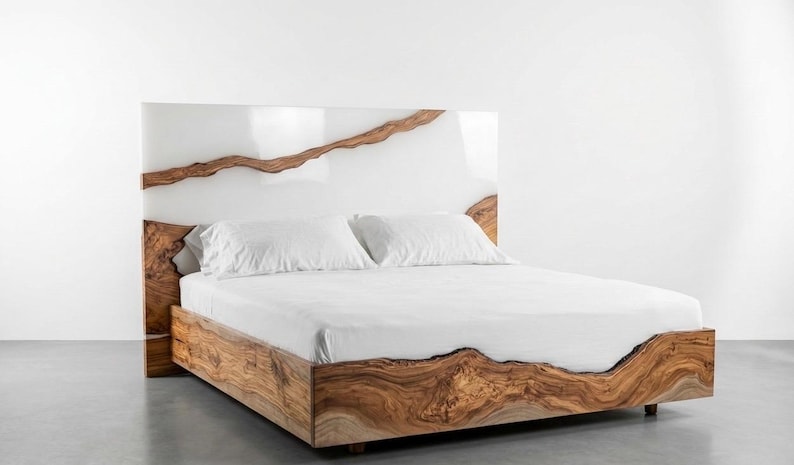 Enlightenresin Walnut Wood Live Edge Bed Frame - Thumbnail 4