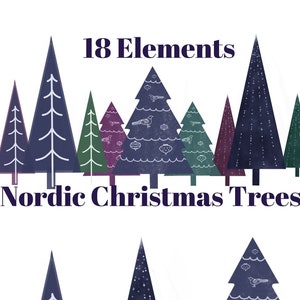 Sofortiger Download, nordischen Weihnachtsbaum Clipart, Weihnachtsbaum Clipart, Weihnachtsbaum Clipart Set, Weihnachtsbaum PNG, skandinavische Volkskunst