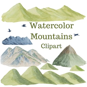 Watercolor Mountains Clipart,Forest Clipart,Mountain Range clipart,Digital Watecolor clipart,Nature clipart,Mountain download,Commercial Use