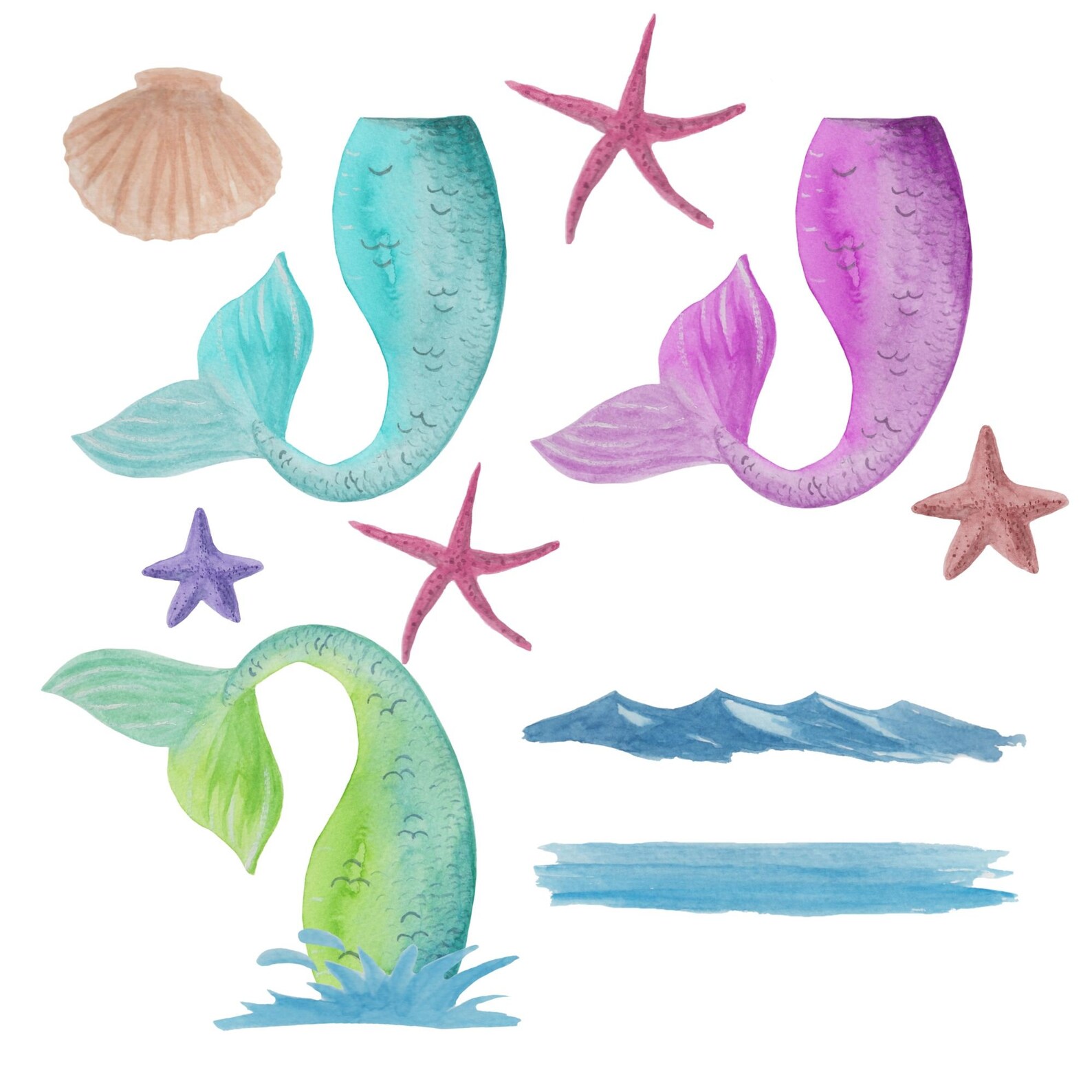 Mermaid Tail Clipart, Mermaid Clipart, Mermaid PNG, Girls Clipart, Party Clipart,instant ...