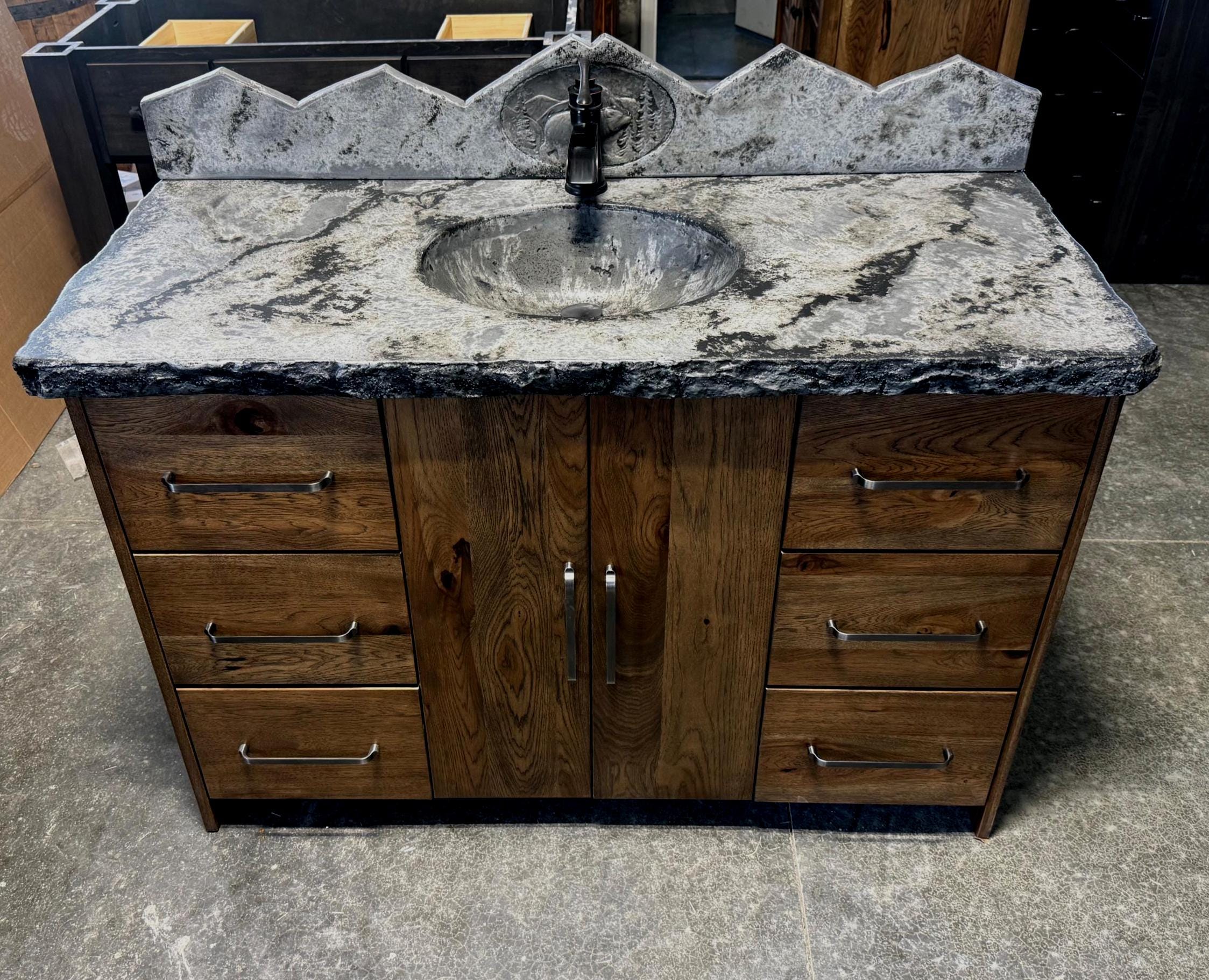 Handcrafted Modern Rustic Vanity With Concrete Countertop - Etsy