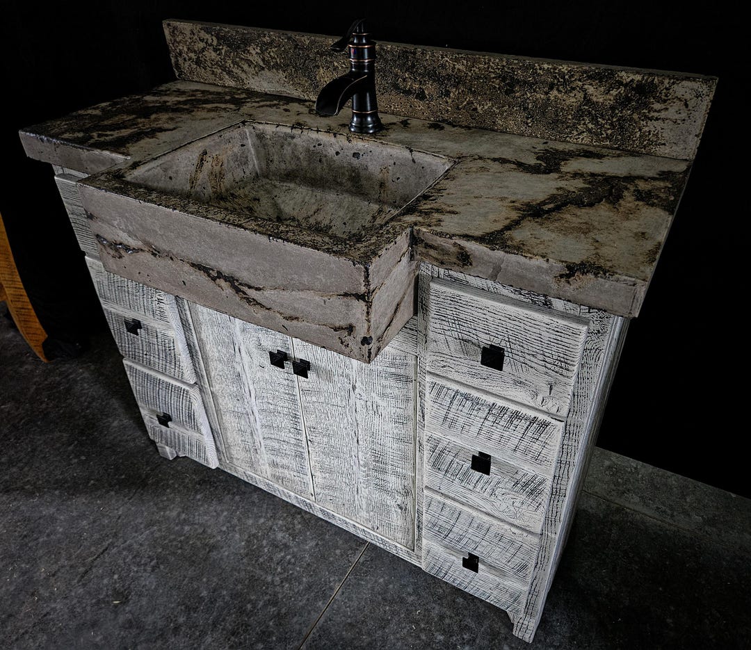 Farmhouse Style Vanity With Concrete Countertop - Etsy
