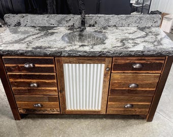 Barnwood Vanity with Concrete Top