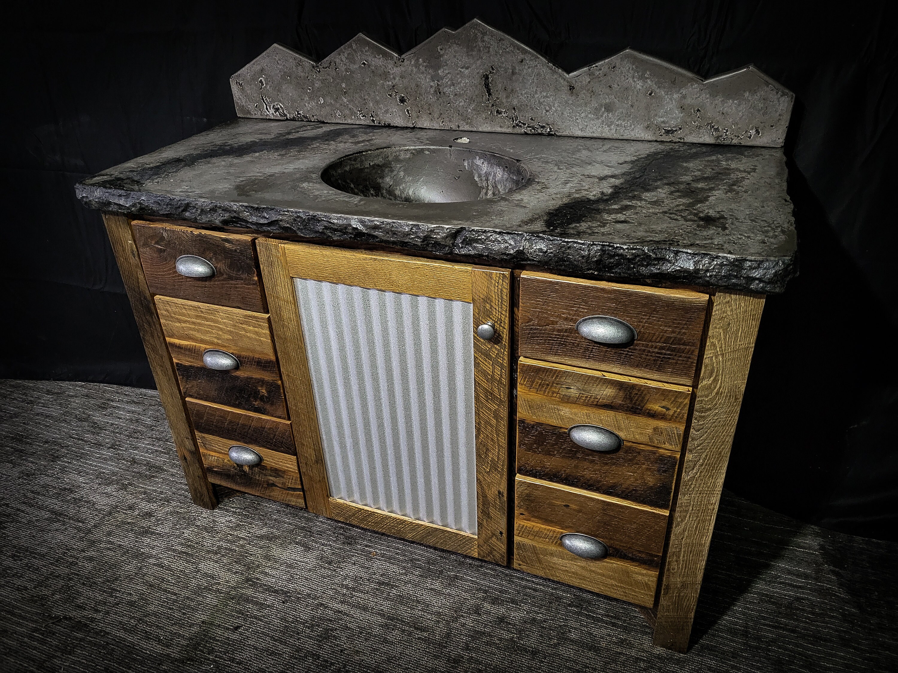 48 Barnwood Vanity, Concrete Top, Metal Door Etsy