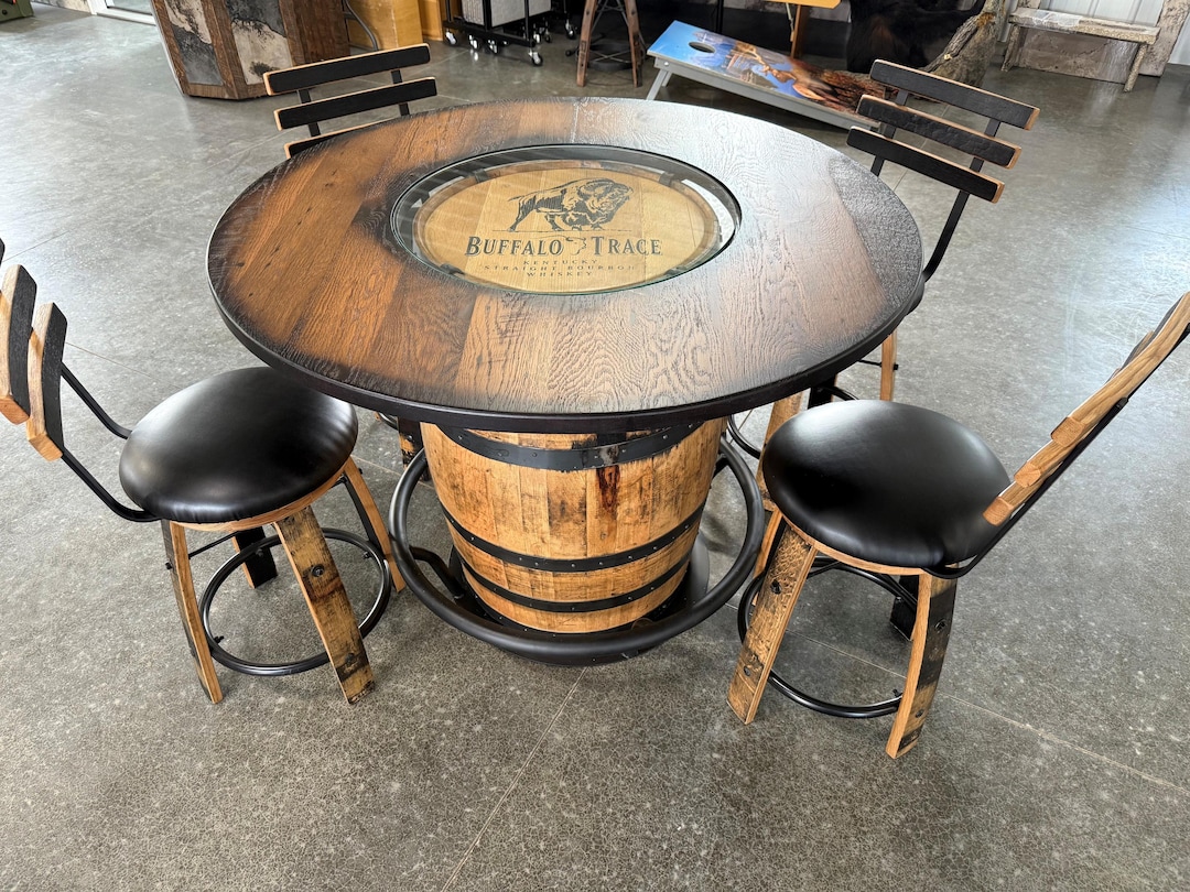 Whiskey Barrel Table Set - Etsy