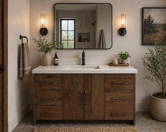 Rustic Modern Vanity | Amish Made | Concrete Countertop