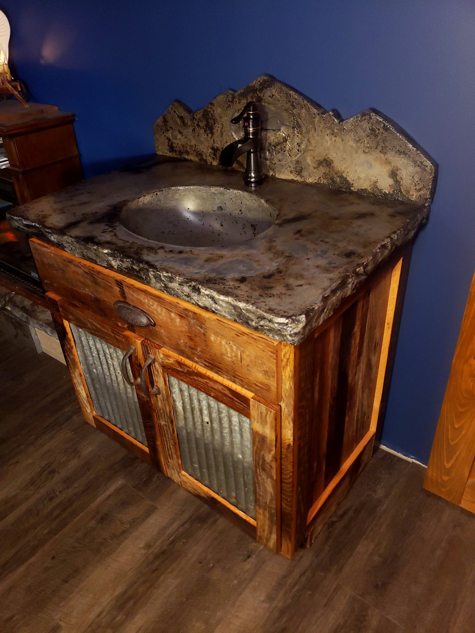 36 Barnwood Vanity, Concrete Top, Metal Door Etsy