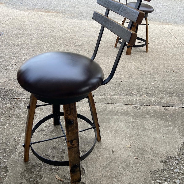 Whiskey Barrel Bar Stools Etsy