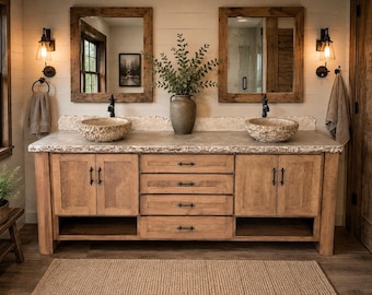 Bathroom Vanity with Concrete Countertop & Vessel Sink