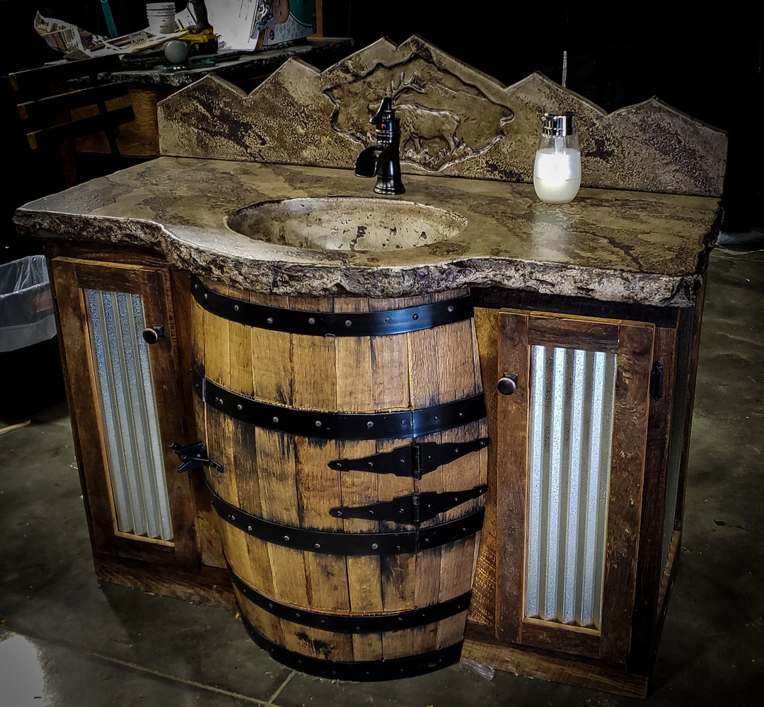 48 Whiskey Barrel Vanity/ Concrete Top Etsy