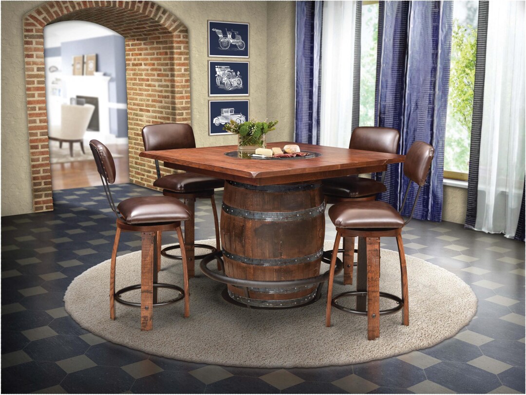 Rustic Whiskey Barrel Table & Chair Set - Etsy