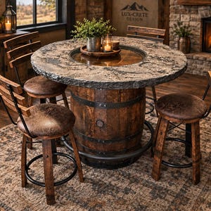 Concrete Whiskey Barrel Table Set