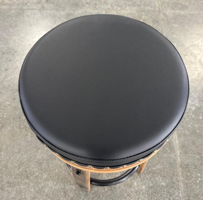 Whiskey Barrel Bar Stool Black