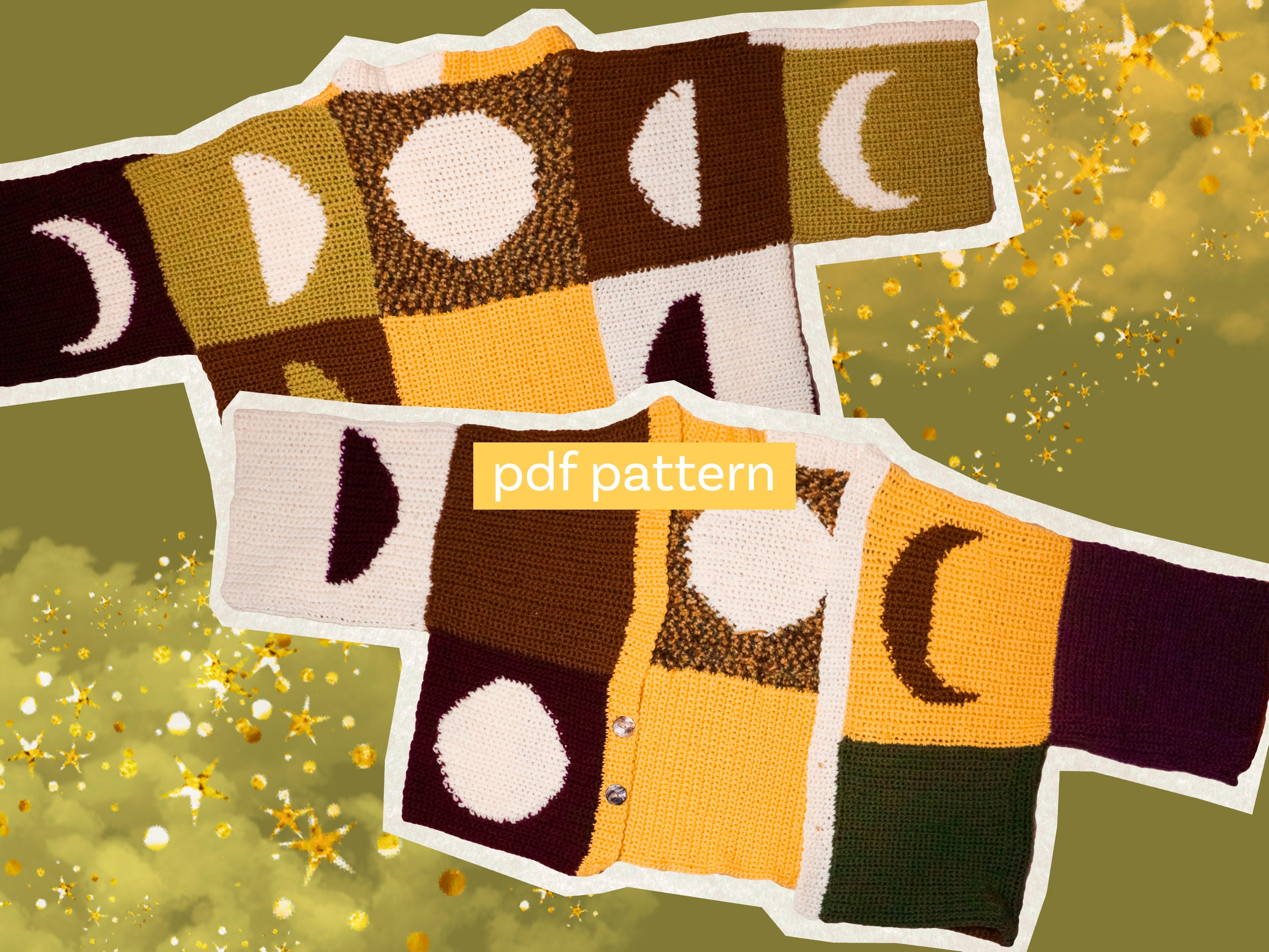 Moon Phases Oversized Cardigan Crochet Pattern